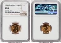 Elizabeth II gold Proof 1/2 Pound 1953 PR67 NGC, Pretoria mint, KM53, Fr-10. HID09801242017 © 2022 Heritage Auctions | All Rights Reserved