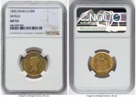 Isabel II gold 100 Reales 1855 AU53 NGC, Seville mint, KM596.3. HID09801242017 © 2022 Heritage Auctions | All Rights Reserved