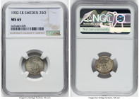 Oscar II 25 Ore 1902-EB MS65 NGC, Stockholm mint, KM739. HID09801242017 © 2022 Heritage Auctions | All Rights Reserved