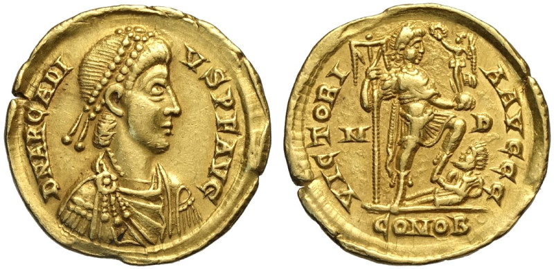 Romane Imperiali, Arcadio (383-408), Solido (Milano), RIC-35b Au mm 21 g 4,39 ex...