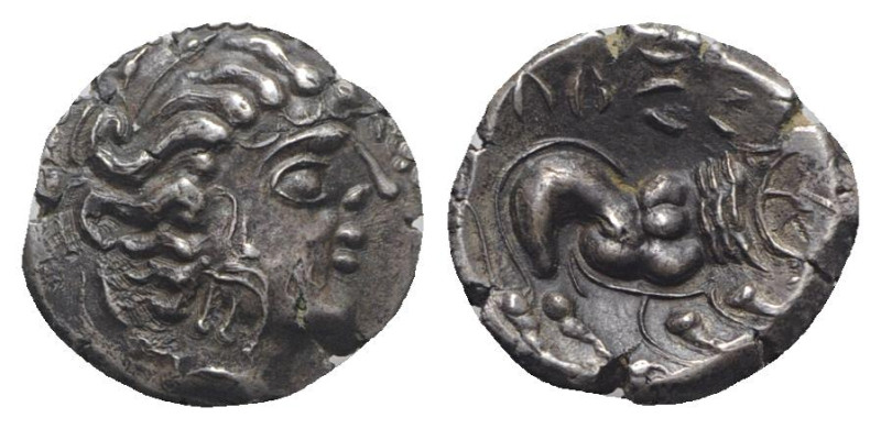 Celtic. Southern Gaul. Insubres, 2nd century BC. AR Drachm (14mm, 3.51g, 1h). Im...