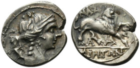 Gaul, Massalia, c. 250 BC. AR Drachm (16.5mm, 2.84g, 7h). Diademed and draped bust of Artemis r., bow and quiver over shoulder. R/ Lion standing r.; A...