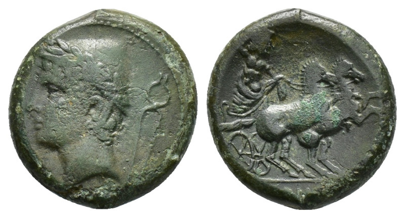 Samnium, Aesernia, c. 263-240 BC. Æ (20mm, 6.73g). Head of Vulcan l., wearing pi...