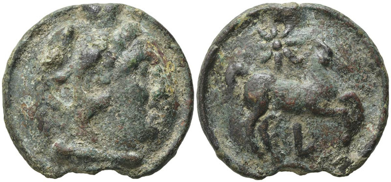 Northern Apulia, Luceria, c. 217-212 BC. Cast Æ Nummus (48mm, 93.84g). Head of H...