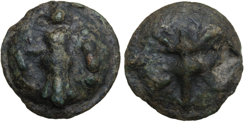Northern Apulia, Luceria, c. 217-212 BC. Cast Æ Quatrunx (29mm, 28.49g). Thunder...