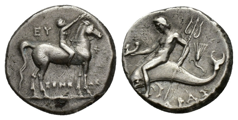 Southern Apulia, Tarentum, c. 272-240 BC. AR Nomos (19mm, 6.48g). Youth on horse...