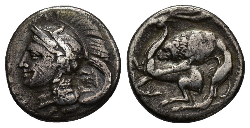Northern Lucania, Velia, c. 280 BC. AR Didrachm (20mm, 6.94g). Helmeted head of ...