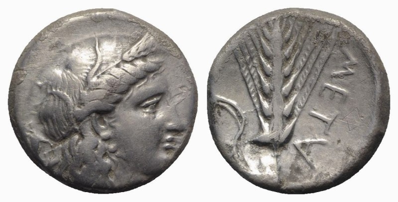 Southern Lucania, Metapontion, c. 290-280 BC. AR Stater (21mm, 7.74g, 2h). Wreat...