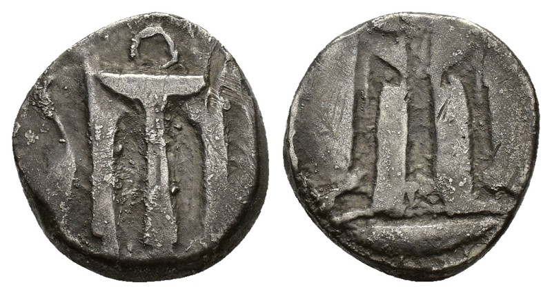 Bruttium, Kroton, c. 480-430 BC. AR Stater (19mm, 6.39g). Tripod, legs terminati...