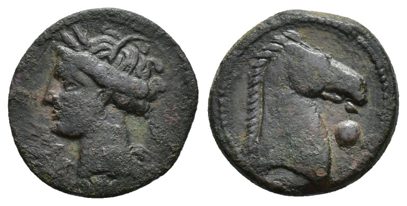 Carthaginian Domain, Sardinia, c. 264-241 BC. Æ (20mm, 4.37g). Wreathed head of ...