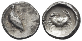 Sicily, Akragas, c. 495-480/78 BC. AR Didrachm (19mm, 7.81g, 12h). Sea eagle standing l. R/ Crab within shallow incuse circle. Westermark, Coinage, Gr...