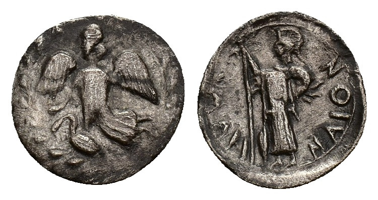 Sicily, Kamarina, c. 461-440/35 BC. AR Litra (12mm, 0.54g). Nike flying l.; belo...