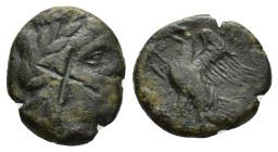 Sicily, Messana. The Mamertinoi, after 288 BC. Æ (19mm, 5.41g). Laureate head of Ares r.; c/m: X. R/ Eagle standing l. CNS I, 21; SNG Copenhagen 439 H...