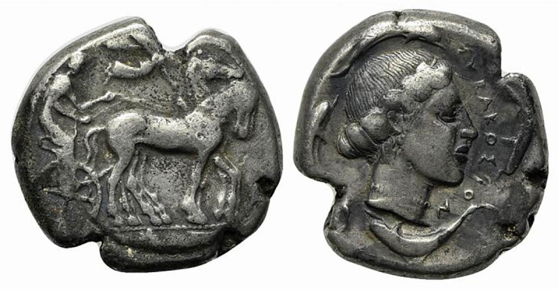 Sicily, Syracuse, 466-405 BC. AR Tetradrachm (25mm, 16.97g, 3h), c. 450-440 BC. ...
