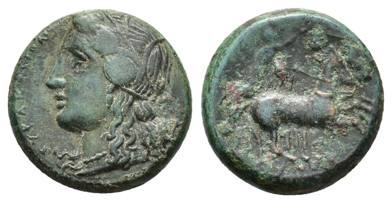 Sicily, Syracuse. Hiketas II (287-278 BC). Æ (19mm, 7.47g), c. 287-283. Wreathed...