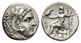 Kings of Macedon, Philip III Arrhidaios (323-317 BC). AR Drachm (17mm, 4.36g). In the name and types of Alexander III. Lampsakos. Struck under Leonnat...