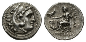 Kings of Thrace, Lysimachos (305-281 BC). AR Drachm (18mm, 4.18g). In the types of Alexander III of Macedon. Lampsakos, c. 299/8-297/6 BC. Head of Her...