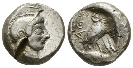 Attica, Athens, c. 510-500/490 BC. AR Tetradrachm (24mm, 17.29g). Head of Athena r., wearing crested Attic helmet. R/ Owl standing r., head facing; AΘ...