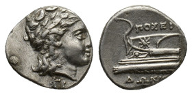 Bithynia, Kios, c. 350-300 BC. AR Hemidrachm (14mm, 2.47g). Poseidonios, magistrate. Laureate head of Apollo r. R/ Prow of galley l. SNG Ashmolean 364...