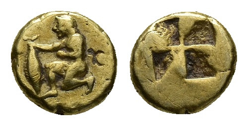 Mysia, Kyzikos, c. 550-450 BC. EL Hemihekte - 1/12 Stater (8mm, 1.24g). Nude mal...