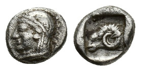 Troas, Kebren, c. 5th century BC. AR Diobol (9mm, 1.24g). Female head l. R/ Ram’s head l. within incuse square. SNG Arikantürk 372-5; SNG von Aulock 1...