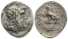 Caria, Antioch ad Maeandrum, c. 90/89-65/60 BC. AR Tetradrachm (32mm, 16.41g), Solon, magistrate. Laureate head of Zeus r. R/ Eagle with closed wings ...