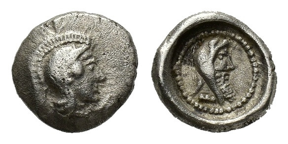 Dynasts of Lycia, Kherei ? (c. 410-390 BC). AR Obol (9mm, 0.69g). Uncertain mint...
