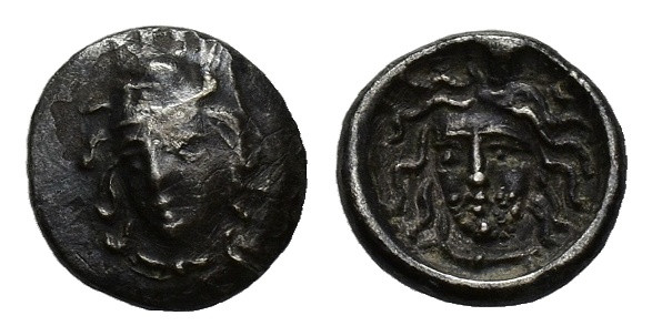 Dynasts of Lycia, Perikles (c. 380-360 BC). AR Obol (9mm, 0.62g). Head of Hermes...