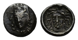 Dynasts of Lycia, Perikles (c. 380-360 BC). AR Obol (9mm, 0.62g). Head of Hermes facing sligthly l., wearing petasos. R/ Bearded head of Perikles faci...