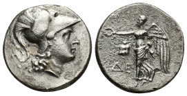 Pamphylia, Side, c. 205-100 BC. AR Tetradrachm (28mm, 15.94g). Die-, magistrate. Head of Athena r., wearing crested Corinthian helmet. R/ Nike advanci...