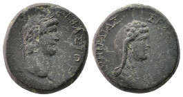 Nero with Poppaea (54-68). Koinon of Galatia. Æ (27mm, 18.61g). Laureate head of Nero r. R/ Draped bust of Poppaea r. RPC I 3562; SNG BnF 2400; SNG vo...