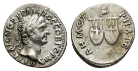 Trajan (98-117). Lycia. AR Drachm (18mm, 3.39g). AD 98-9. Laureate head r. R/ Two lyres; above, owl. RPC III 2676; SNG Copenhagen 45; SNG von Aulock 4...