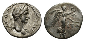 Hadrian (117-138). Cappadocia, Caesaraea-Eusebia. AR Hemidrachm (15mm, 1.85g), year 4 (119/120). Laureate bust r., with slight drapery. R/ Nike advanc...