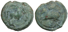 Anonymous, Rome, c. 270 BC. Cast Æ Semis (56.5mm, 167.7g). Pegasus flying r. R/ Pegasus flying l. Crawford 18/2; Vecchi ICC 34; HNItaly 280. Green pat...