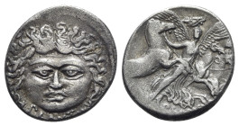Roman Imperatorial, L. Plautius Plancus, Rome, 47 BC. AR Denarius (19mm, 3.82g, 5h). Facing head of Medusa with disheveled hair; serpents on either si...
