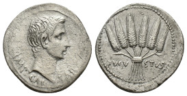 Augustus (27 BC-AD 14). AR Cistophorus (26mm, 10.85g). Ephesus, 25-20 BC. Bare head r. R/ Six grain ears tied in a bundle. RIC I 481; RPC I 2214; RSC ...