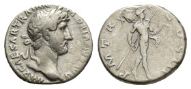 Hadrian (117-138). AR Denarius (17mm, 3.63g). Rome, 119-123. Laureate head r. R/ Mars advancing r., holding spear and trophy over l. shoulder. RIC II....
