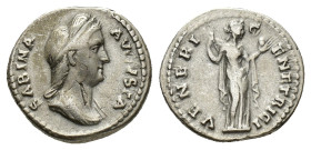 Sabina (Augusta, 128-136/7). AR Denarius (18mm, 3.56g). Rome, c. 136-8. Diademed and draped bust r. R/ Venus standing r., drawing fold of drapery from...