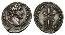 Antoninus Pius (138-161). AR Denarius (19mm, 3.16g). Rome, 140-3. Laureate head r. R/ Winged thunderbolt. RIC III 80a; RSC 681. Toned, VF