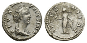 Diva Faustina Senior (died 140/1). AR Denarius (18mm, 3.28g). Rome, after AD 146. Diademed and draped bust r. R/ Aeternitas standing l., holding phoen...