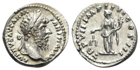 Lucius Verus (161-169). AR Denarius (19mm, 3.32g, 6h). Rome, AD 167. Laureate head r. R/ Aequitas standing l., holding scales and cornucopia. RIC III ...