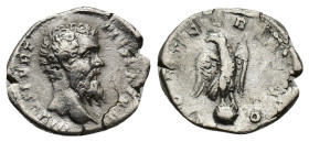 Divus Pertinax (died AD 193). AR Denarius (20mm, 3.23g). Rome, under Septimius Severus, 193-4. Bare head r. R/ Eagle standing r. on globe, head l. RIC...