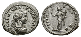 Caracalla (198-217). AR Denarius (19mm, 3.28g). Laodicea, AD 199. Laureate, draped and cuirassed bust r. R/ Felicitas standing l., holding long caduce...