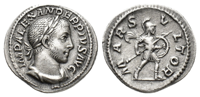 Severus Alexander (222-235). AR Denarius (20mm, 2.86g). Rome, AD 232. Laureate, ...