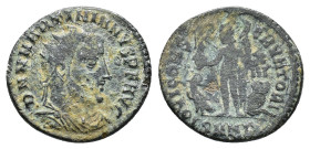 Martinian (Usurper, AD 324). Æ Follis (19mm, 2.98g). Nicomedia. Radiate, draped and cuirassed bust r. R/ Jupiter standing l., holding Victory on globe...