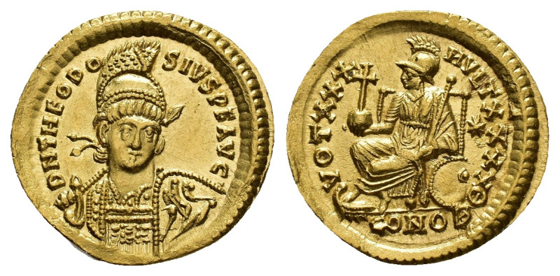 Theodosius II (402-450). AV Solidus (20mm, 4.48g). Constantinople, 430-440. Pear...