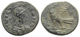 Ostrogoths, Theoderic (493-526). Æ 40 Nummi (24mm, 10.50g, 12h). Rome. Helmeted and draped bust of Roma r. R/ Eagle standing l. on ground line, head r...