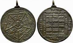 Hebrew-Christian Kabbalistic AE Medal, c. XIV-XVI century (44mm, 10.25g). Nimbate head of Christ facing within pentagon and three concentric circles; ...