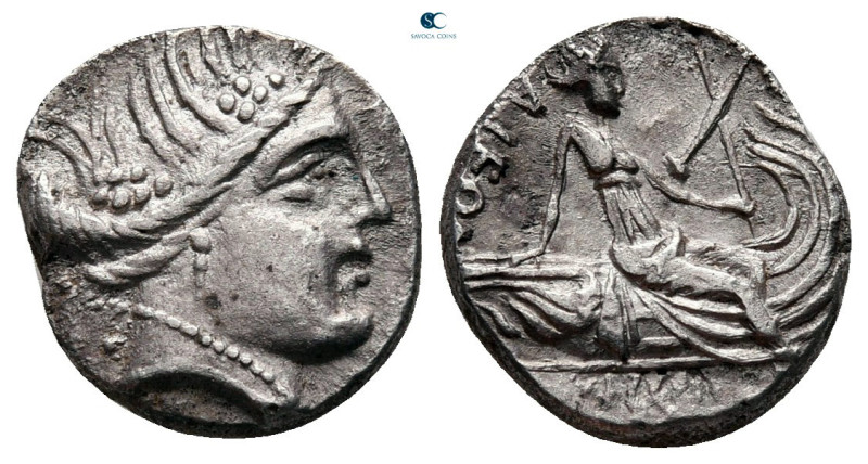 Euboea. Histiaia circa 171-168 BC. 
Tetrobol AR

13 mm, 1,60 g

Wreathed he...