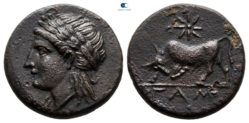 Mysia. Gambrion after circa 350 BC. 
Bronze Æ

17 mm, 3,44 g

Laureate head...